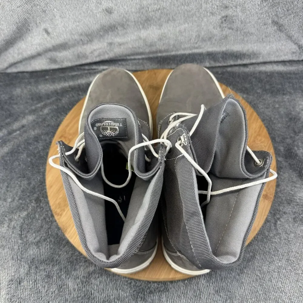 Timberland Chukka Boots Mens Size 10.5 Gray Leather Canvas Lace Up High Top